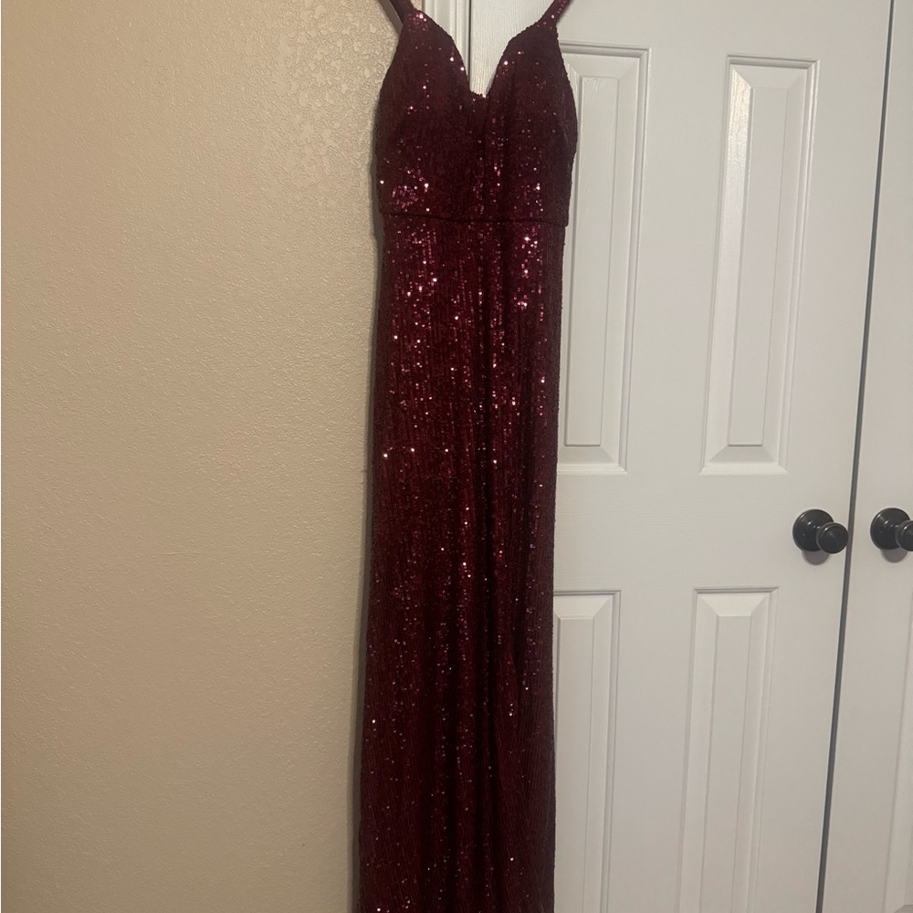 Prom Dress - Ruby Red Sequin Gown - image 5
